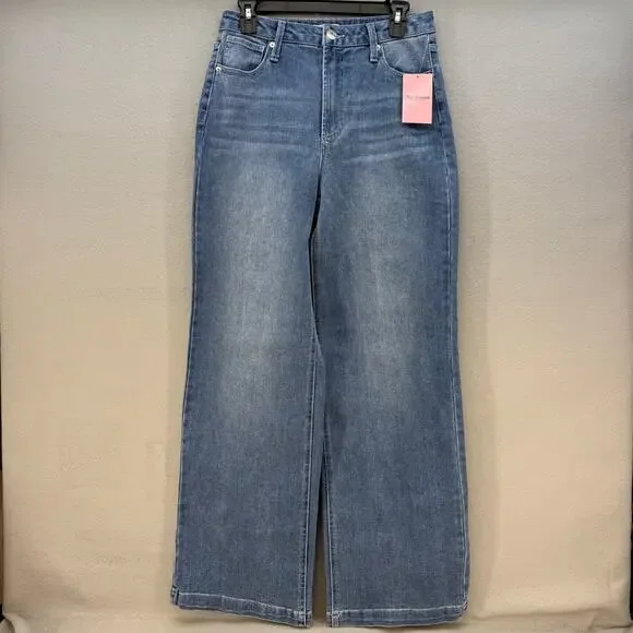 Juicy Couture Jeans Women's 7/28 Blue Lunita Wide Leg Rhinestone Logo Flare NWT - Picture 2 of 14